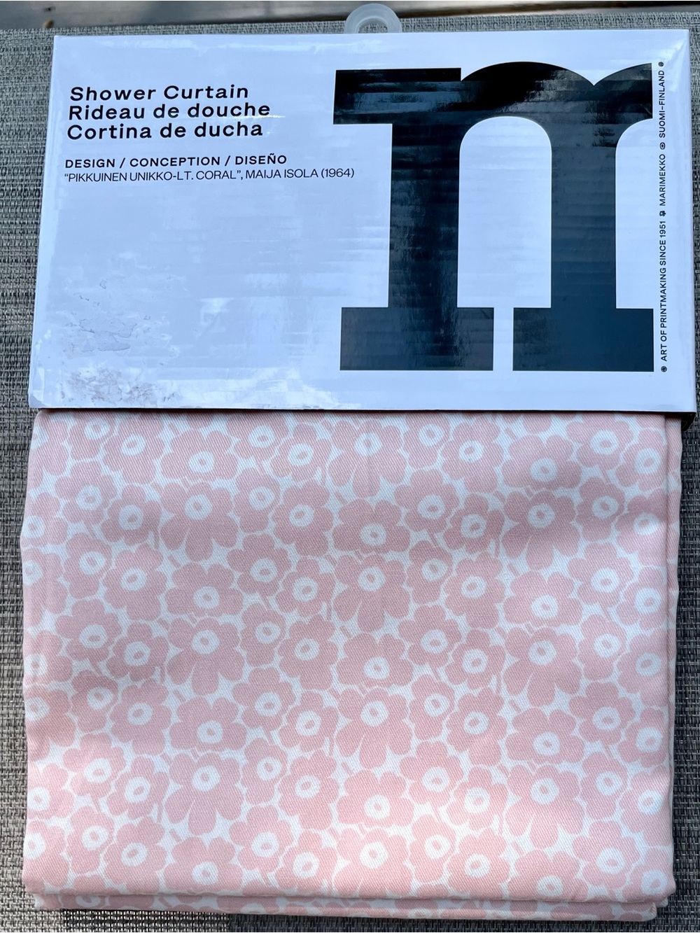 Marimekko Shower Curtain Pikkuinen Unikko Pale Pink Poppy Floral Scandi NWT